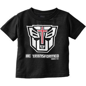 Brisco Brands Christian Bible Verse Be Transformed Toddler Boy Girl T Shirt(Black)