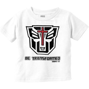 Brisco Brands Christian Bible Verse Be Transformed Toddler Boy Girl T Shirt(White)