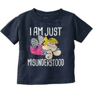Brisco Brands Dennis The Menace Just Misunderstood Toddler Boy Girl T Shirt(Navy)