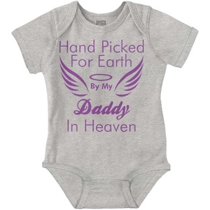 Brisco Brands Father Hand Picked By Daddy in Heaven Baby Romper Boys or Girls(Heather)