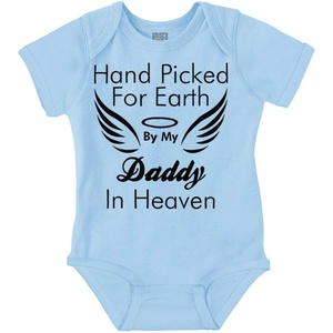 Brisco Brands Father Hand Picked By Daddy in Heaven Baby Romper Boys or Girls(Light Blue)