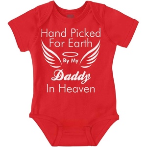 Brisco Brands Father Hand Picked By Daddy in Heaven Baby Romper Boys or Girls(Red)