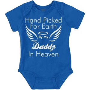 Brisco Brands Father Hand Picked By Daddy in Heaven Baby Romper Boys or Girls(Royal)