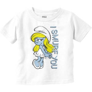 Brisco Brands Flirty Smurfette I Smurf You Cartoon Toddler Baby Girl T Shirt(White)