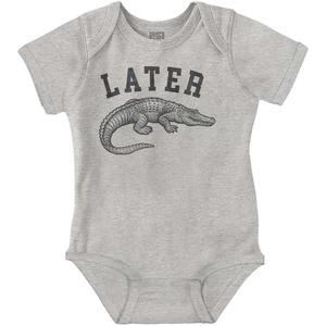 Brisco Brands Funny Later Alligator Animal Pun Baby Romper Boys or Girls(Heather)