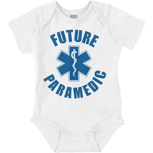 Brisco Brands Future Paramedic EMT Medic Baby Romper Boys or Girls(White)