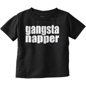 Brisco Brands Gangsta Napper Rap Hip-hop Humor Toddler Boy Girl T Shirt(Black)