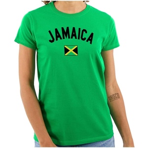 Brisco Brands Jamaica Country Flag Soccer Fan Pride Womens Slim Fit Graphic Tee