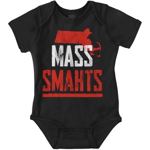 Brisco Brands Massachusetts Funny Boston Accent MA Baby Romper Boys or Girls(Black)