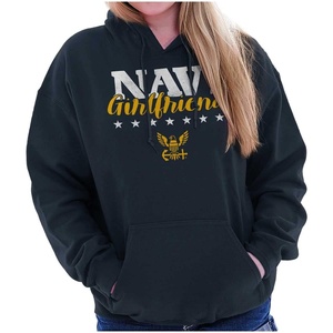 Brisco Brands Navy Girlfriend US Hoodie Sweatshirt Women(Navy)