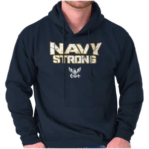 Brisco Brands Navy Strong United States Military Hoodie Sweatshirt Women Men(Navy)