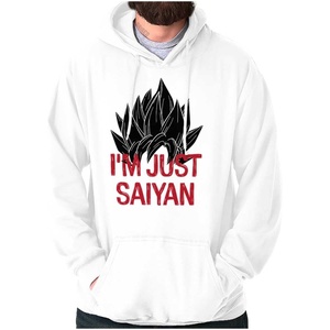 Brisco Brands Nerdy Im Just Saying Funny Anime Pun Hoodie Sweatshirt Women Men(White)