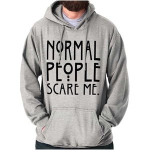 Brisco Brands Normal People Scare Me Tales Horror Hoodie Sweatshirt Women Men(Sport Grey)