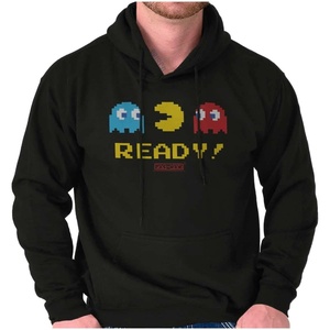 Brisco Brands PACMAN 1980s Vintage Video Game Hoodie Sweatshirt Women Men(Black)