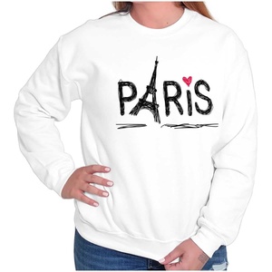 Brisco Brands Paris France Eiffel Tower Souvenir Women Crewneck Sweatshirt(White)