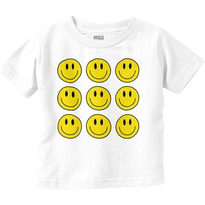 Brisco Brands Positive Happy Faces Smile Emoticons Toddler Baby Graphic T Shirt(White)