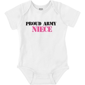 Brisco Brands Proud Army Niece Military Family Baby Bodysuit Jumper Girls(White)