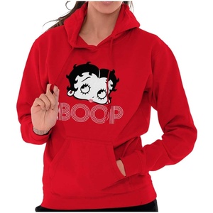 Brisco Brands Retro Betty Boop Cartoon Character Hoodie Sweatshirt Women(Red)