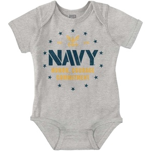 Brisco Brands US Navy Anchor Logo Honor Courage Baby Romper Boys or Girls(Heather)