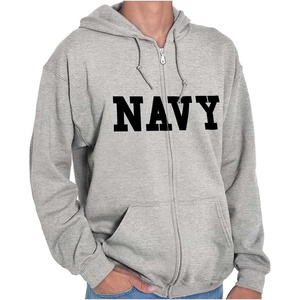Brisco Brands United States Army Military Zip Up Hoodie Mens Womens(Navy – Sport Grey)