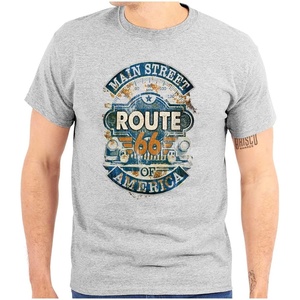 Classic Teaze Main Street USA Route 66 Driving Road Graphic T Shirt Men or Women(Sport Grey)