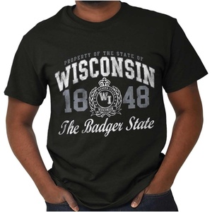 Classic Teaze Property of Wisconsin Badger State Womens Graphic T Shirt Tees(Black)