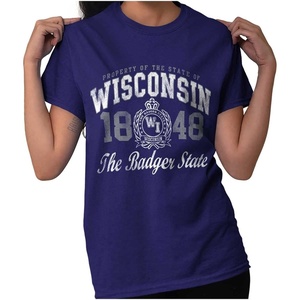 Classic Teaze Property of Wisconsin Badger State Womens Graphic T Shirt Tees(Purple)