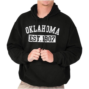 Classic Teaze Vintage Oklahoma Distressed Athletic Hoodie Sweatshirt Women Men(Black)