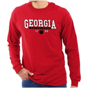 Georgia GA Athletic Peach Souvenir Long Sleeve Tshirt Men Women(Red)