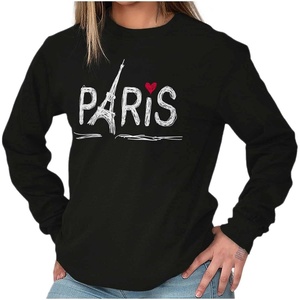 Paris France Eiffel Tower Souvenir Women’s Long Sleeve T Shirt(Black)