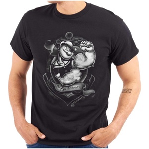 Popeye Anchor Tattoo Muscle Flex Graphic T Shirt Men or Women(Black)