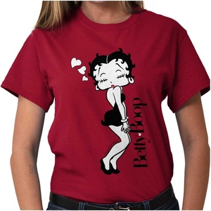 Retro Betty Boop Cartoon Love Kisses Womens Graphic T Shirt Tees(Cardinal Red)