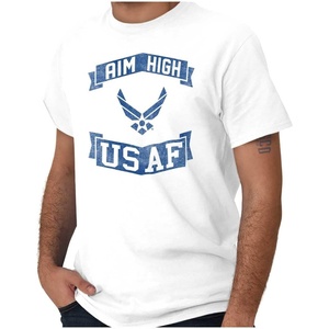 US Air Force USAF Wings Aim High Graphic T Shirt Men or Women(White)