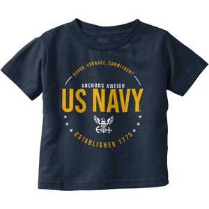 US Navy Logo Anchors Aweigh Est 1775 Toddler Boy Girl T Shirt(Navy)