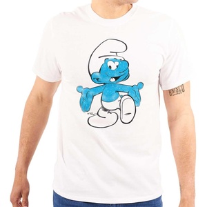 Vintage Retro Smurf Cartoon Character Graphic T Shirt Men or Women(White)