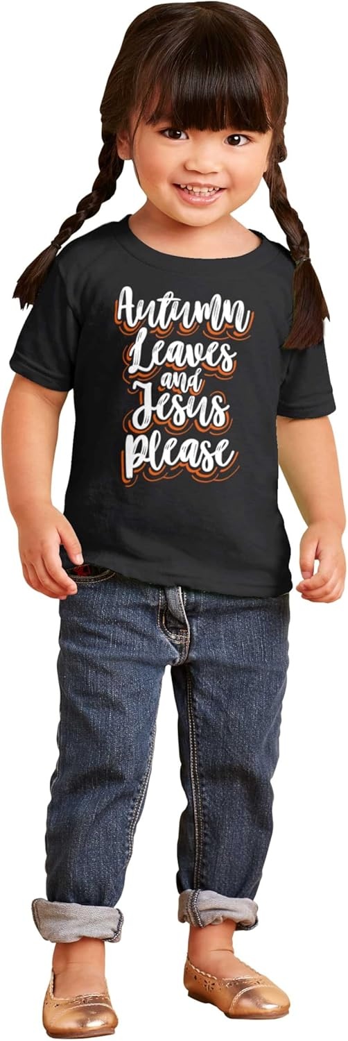 image:imageBrisco Brands Fall Autumn Leaves and Jesus Please Youth T Shirt Tee GirlsBlack