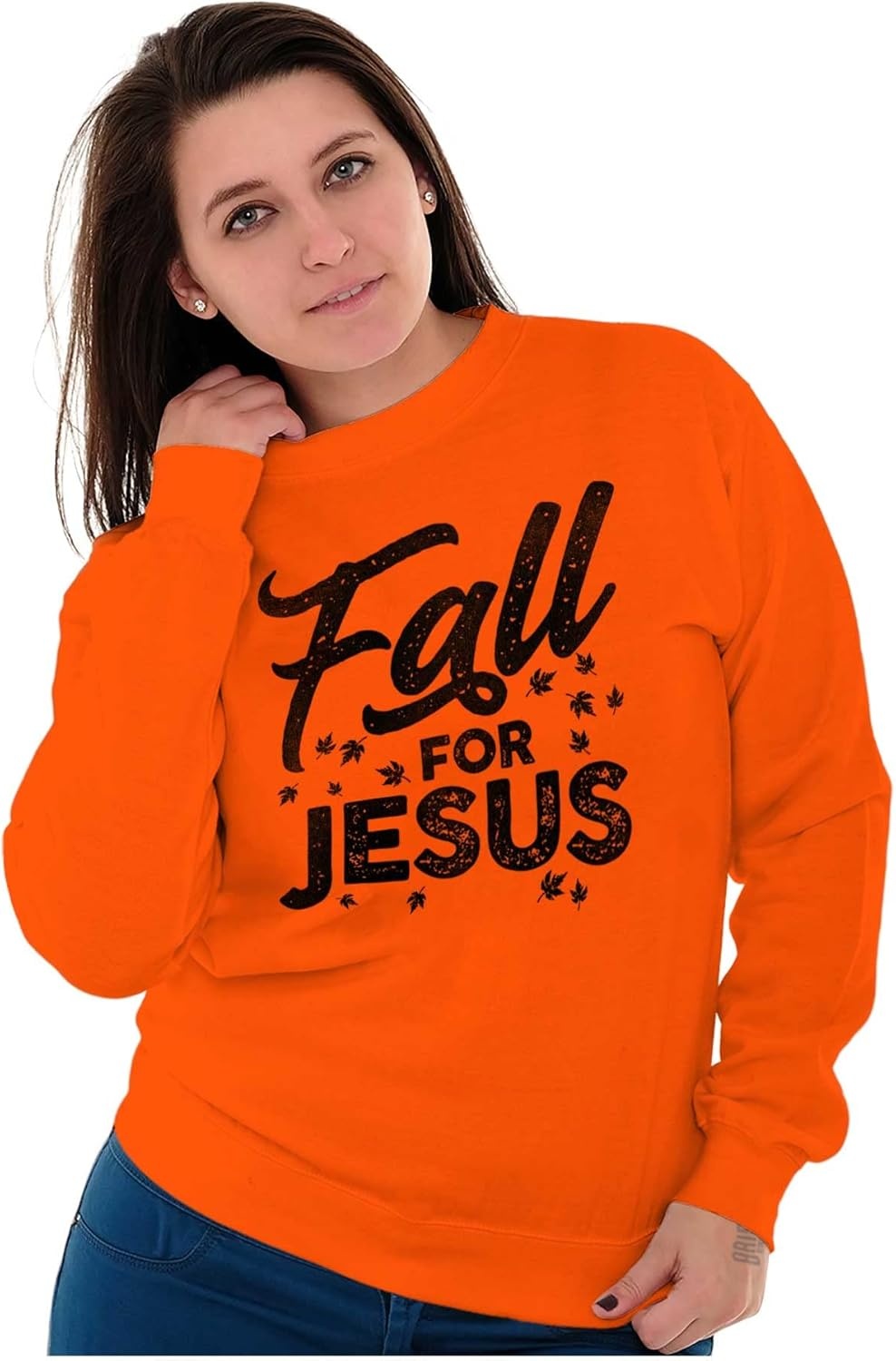image:imageBrisco Brands Fall for Jesus Autumn Vibes Women Crewneck SweatshirtOrange