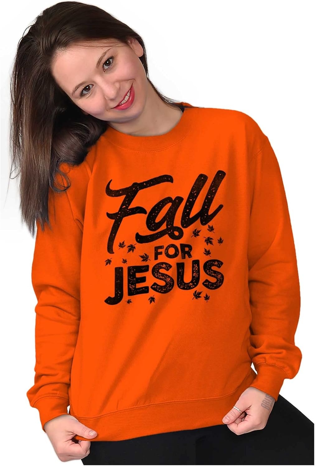 image:imageBrisco Brands Fall for Jesus Autumn Vibes Women Crewneck SweatshirtOrange