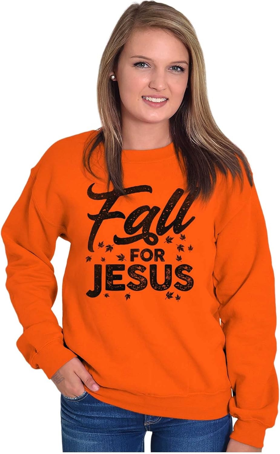 image:imageBrisco Brands Fall for Jesus Autumn Vibes Women Crewneck SweatshirtOrange