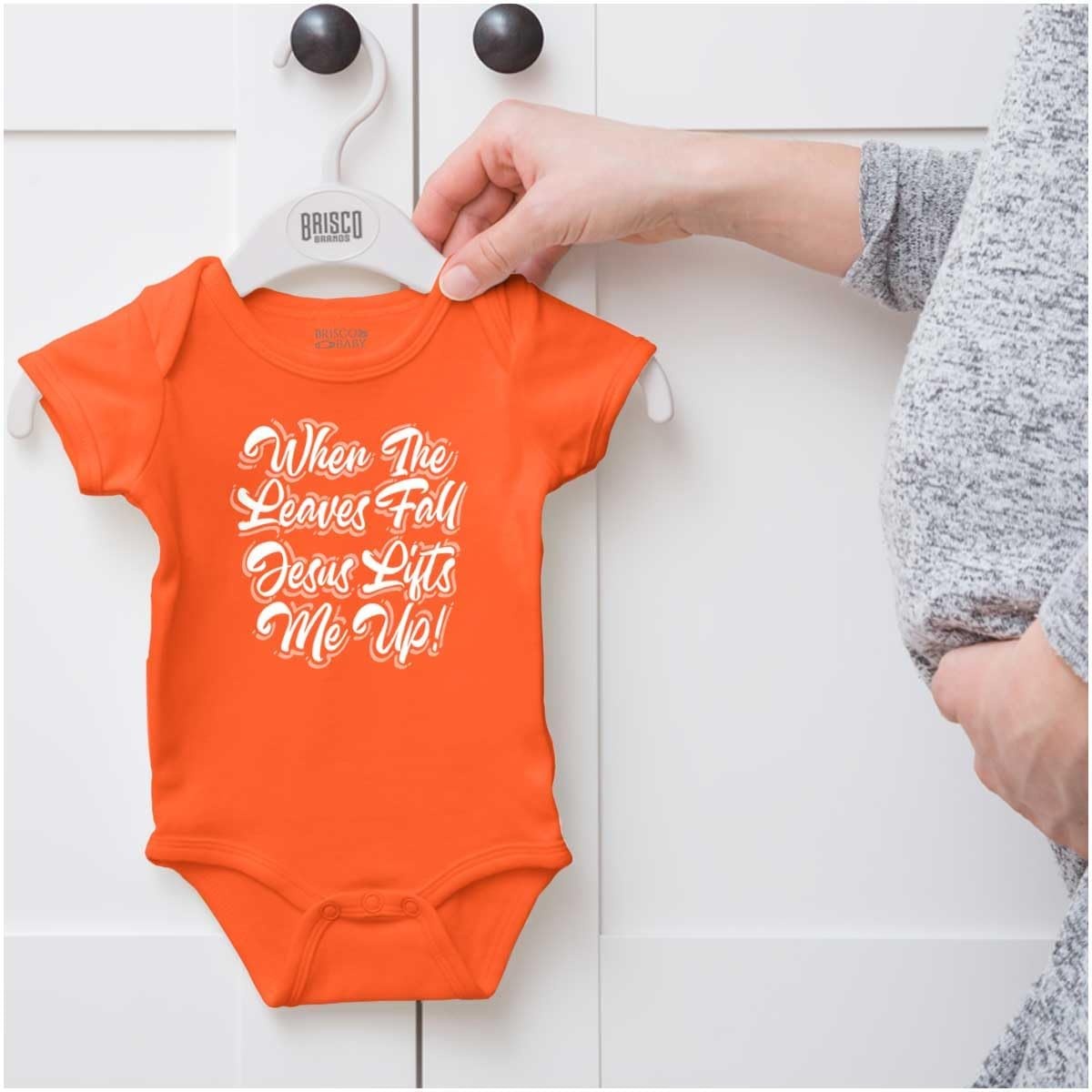 image:imageBrisco Brands When The Leaves Fall Jesus Lifts Me Baby Bodysuit Jumper GirlsOrange