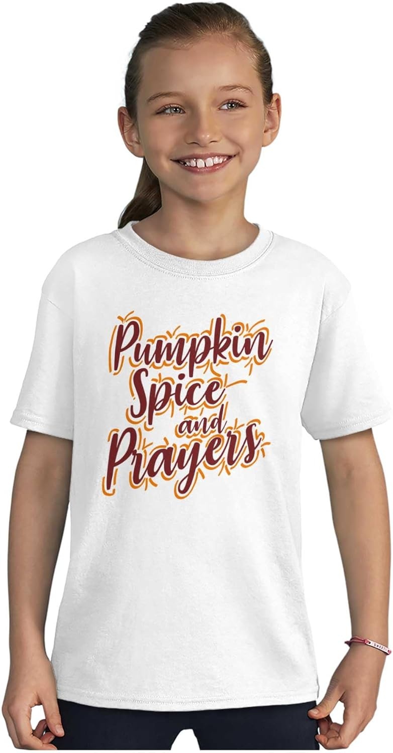 image:imageCute Fall Pumpkin Spice and Prayers Girls Kids T Shirt Tees