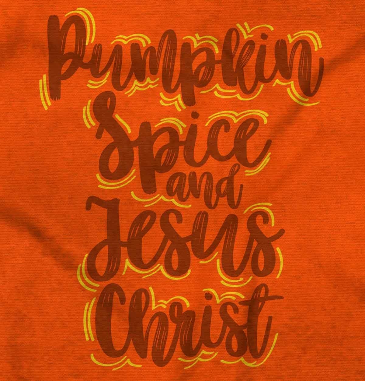 image:imageFall Pumpkin Spice and Jesus Christ Womens Slim Fit Graphic TeeOrange