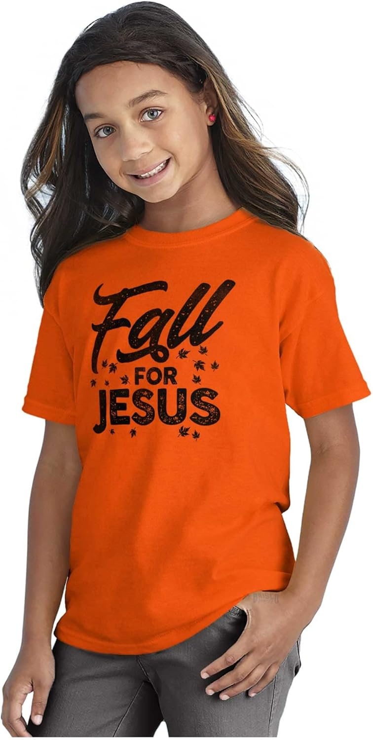 image:imageFall for Jesus Autumn Vibes Girls Kids T Shirt TeesOrange