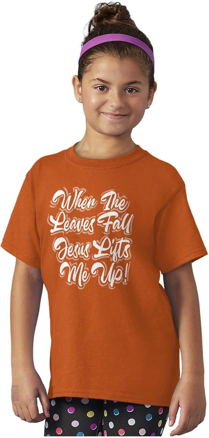 image:imageWhen The Leaves Fall Jesus Lifts Me Girls Kids T Shirt TeesTexas Orange