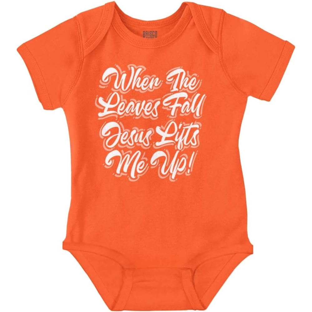 image:imageBrisco Brands When The Leaves Fall Jesus Lifts Me Baby Bodysuit Jumper GirlsOrange