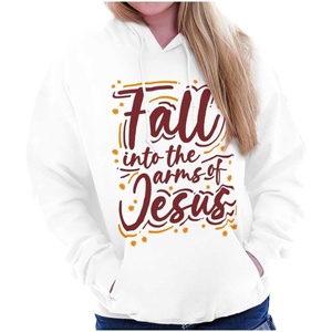 Brisco Brands Christian Fall Into The Arms of Jesus Hoodie Sweatshirt Women(White)