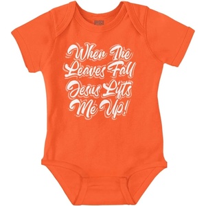 Brisco Brands When The Leaves Fall Jesus Lifts Me Baby Bodysuit Jumper Girls(Orange)