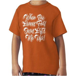 When The Leaves Fall Jesus Lifts Me Girls Kids T Shirt Tees(Texas Orange)
