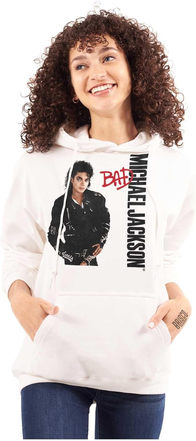 image:imageBrisco Brands Michael Jackson Bad Album Cover Hoodie Sweatshirt Women MenWhite
