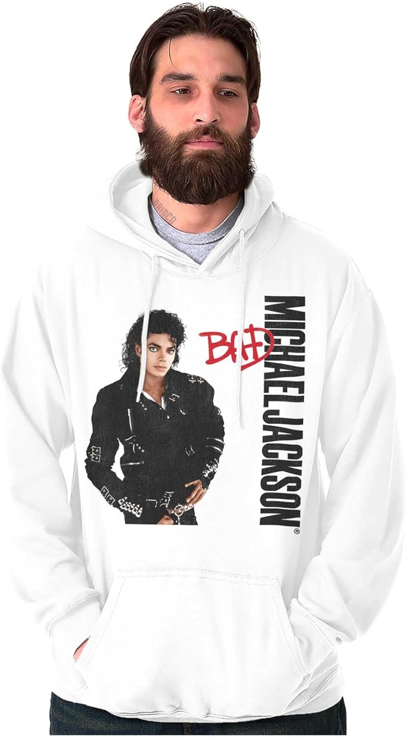 image:imageBrisco Brands Michael Jackson Bad Album Cover Hoodie Sweatshirt Women MenWhite